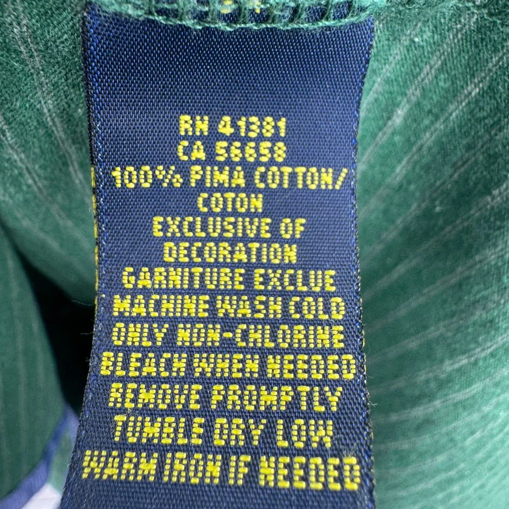 Polo Ralph‎ Lauren Polo Shirt Mens Large Pro Fit Green Striped Short Sleeve Pony